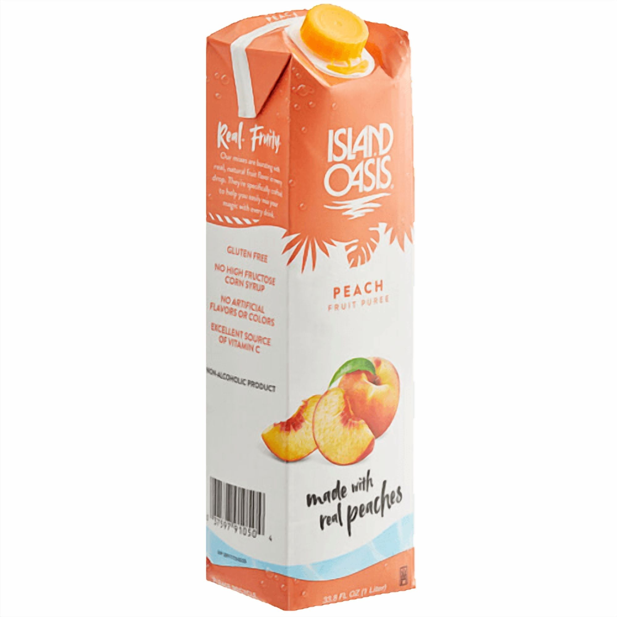 Island Oasis Peach Puree Beverage Mix, 1 Liter - Real Peach Flavor