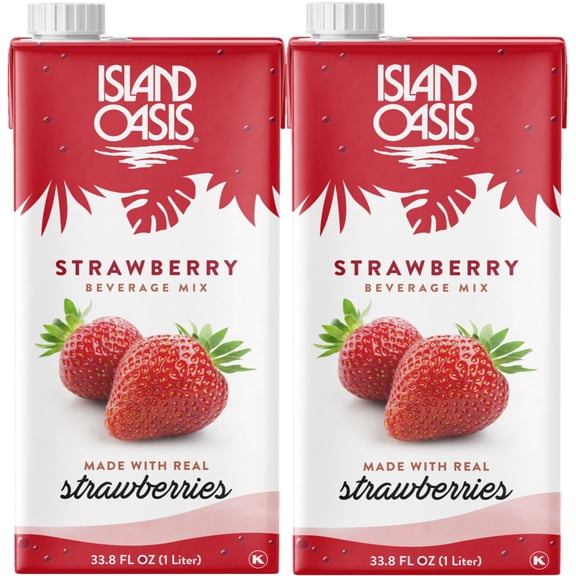 Island Oasis Strawberry Fruit Puree, 33.8 fl oz (1 Liter) Pack of 2