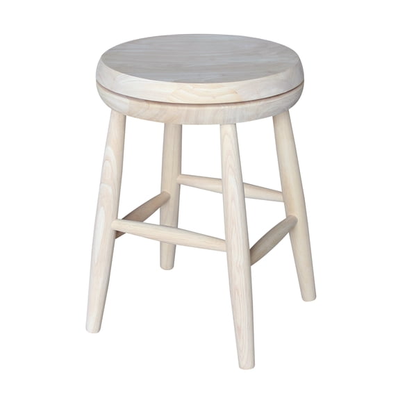 Island Oasis Swivel Scooped Seat Stool, 18" Seat Height, Solid Hardwood, 14" x 14" x 18", Fully Assembled, Swivel Seat, Perfect for Home Use