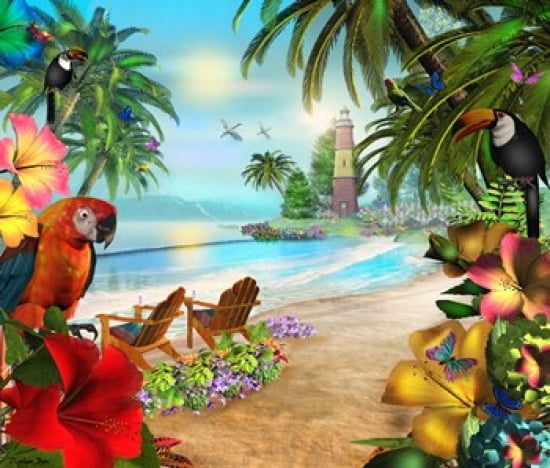 Island Of Palms Canvas Art - Caplyn Dor (27 x 23)