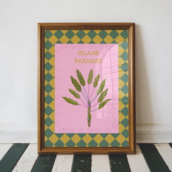 Island Paradise Poster, Tropical Home Decor, Colorful Wall Art, Aesthetic Decor, Botanical Wall Decor,, Unframed Canvas Size 24x36
