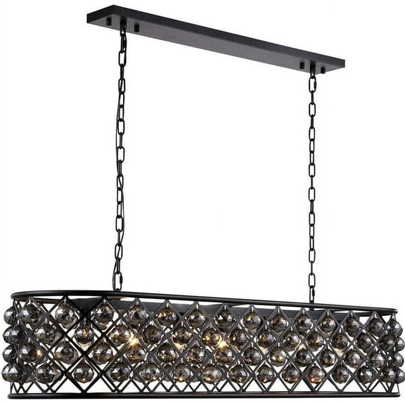 Island Pendant MADISON 7-Light Polished Nickel Silver Shade Gray Crystal EL-3535