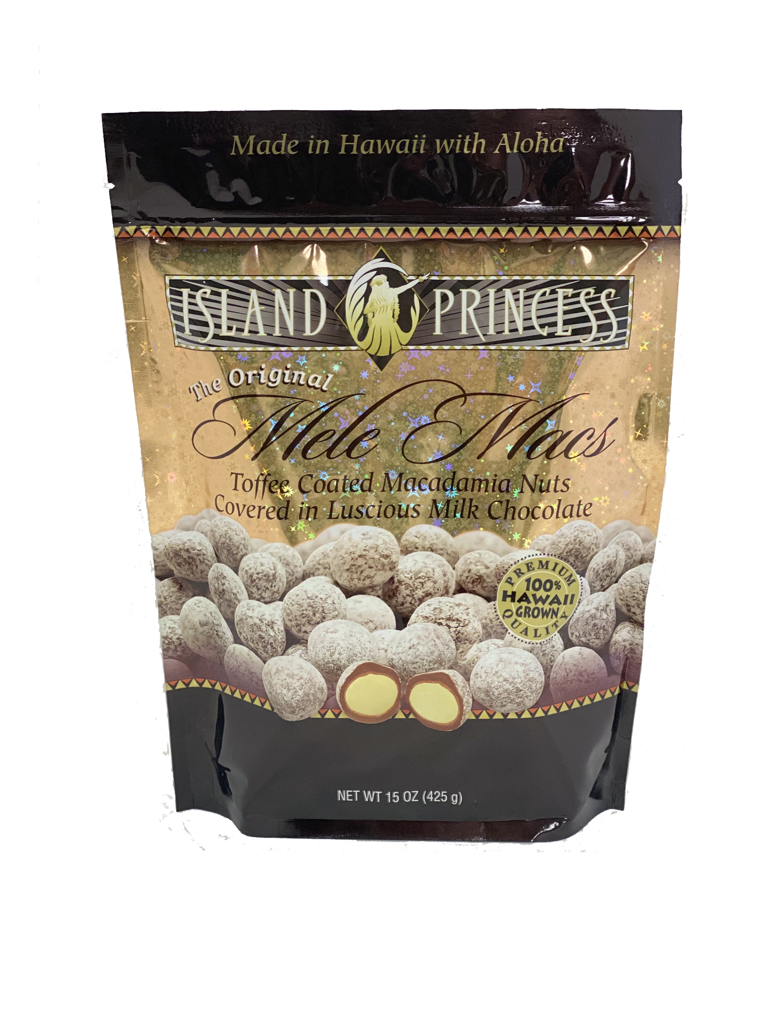 Island Princess Mele Macs-Milk Chocolate Toffee Macadamia Nuts, 15 oz. 46 Pieces