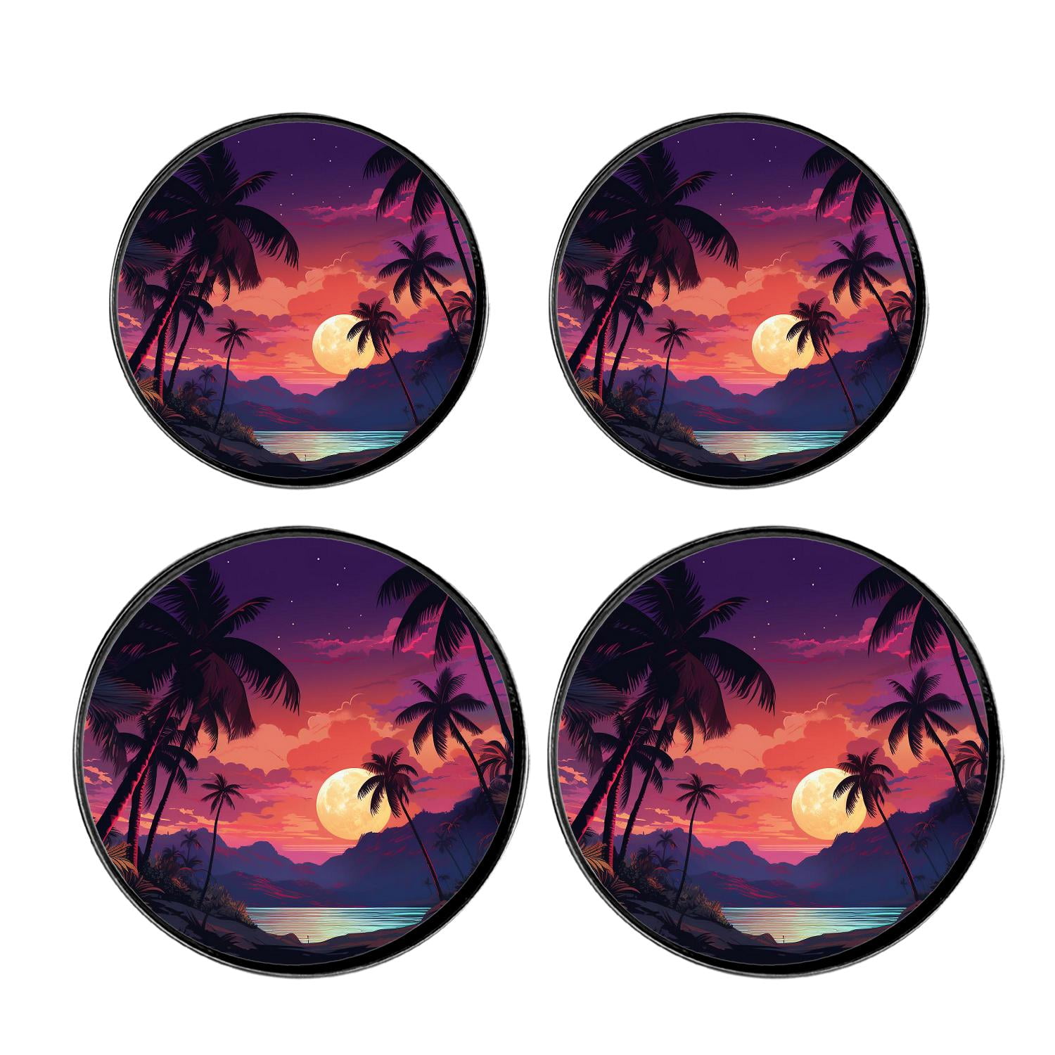 Island Py Full Moon Sky Above Coconut Palm Trees Beach Adorable Stove