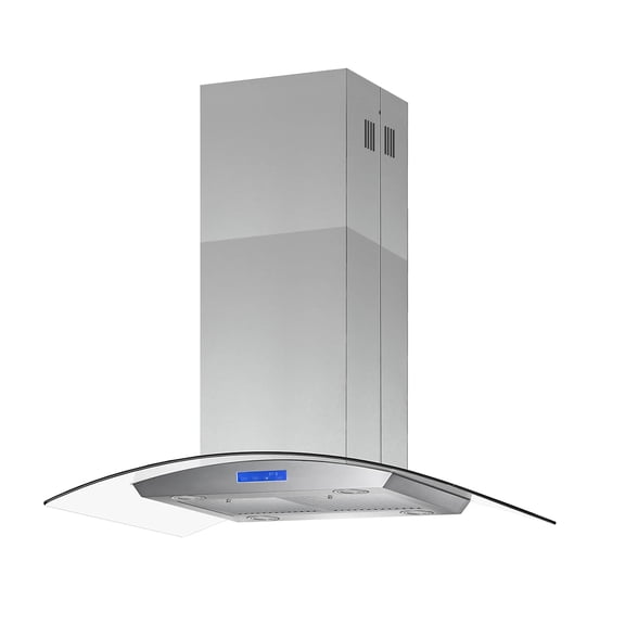 Island Range Hood 30 Inch 700 CFM Ceiling Mount Kitchen Vent Hood Tempered Glass with Color Gesture Sensing & Touch Control