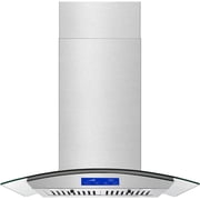 Island Range Hood 30 Inch 700 CFM Ceiling Mount Stainless Steel Kitchen Vent Hood Touch Screen Control Kitchen Exhaust Hood Ducted Ductless Convertible 3-speed Ventilation Fan