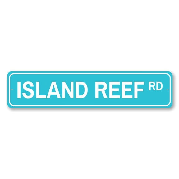Island Reef Rd Sign, Custom Beach Street Sign, Ocean Lover Sign, Beach House Decor, Sea Home Decoration Aluminum Sign - 4x18 inches