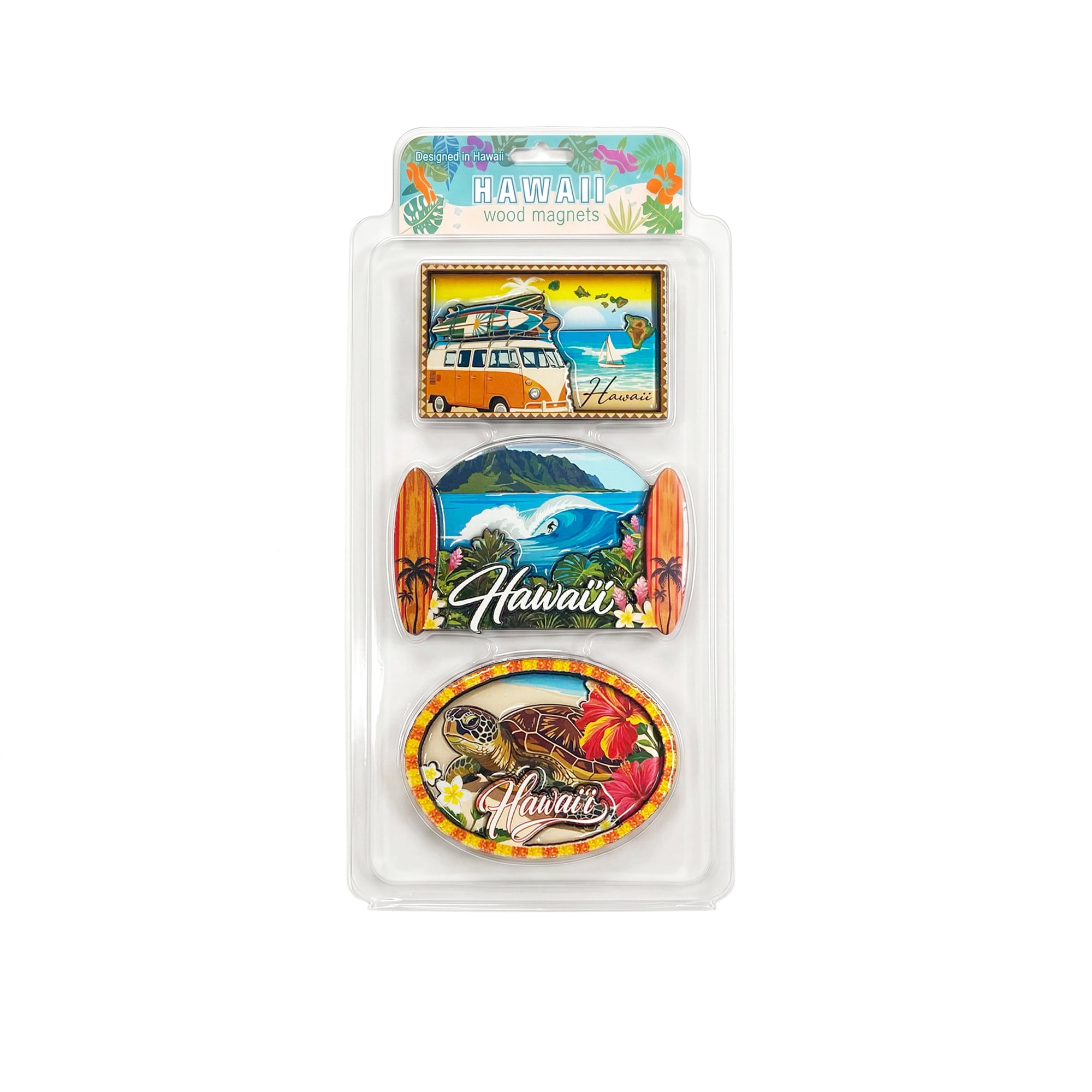 Island Reflections Hawaii Wood Epoxy Magnet Asst (3ct)