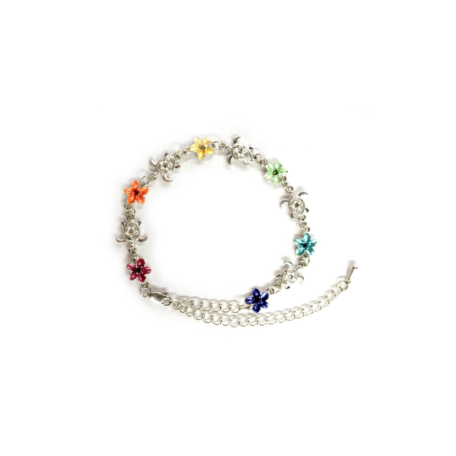 Island Reflections Stone Bracelet Turtle and Plumeria Multi