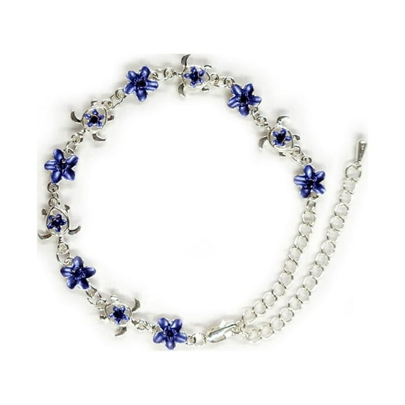 Island Reflections Stone Bracelet Turtle and Plumeria Sapphire