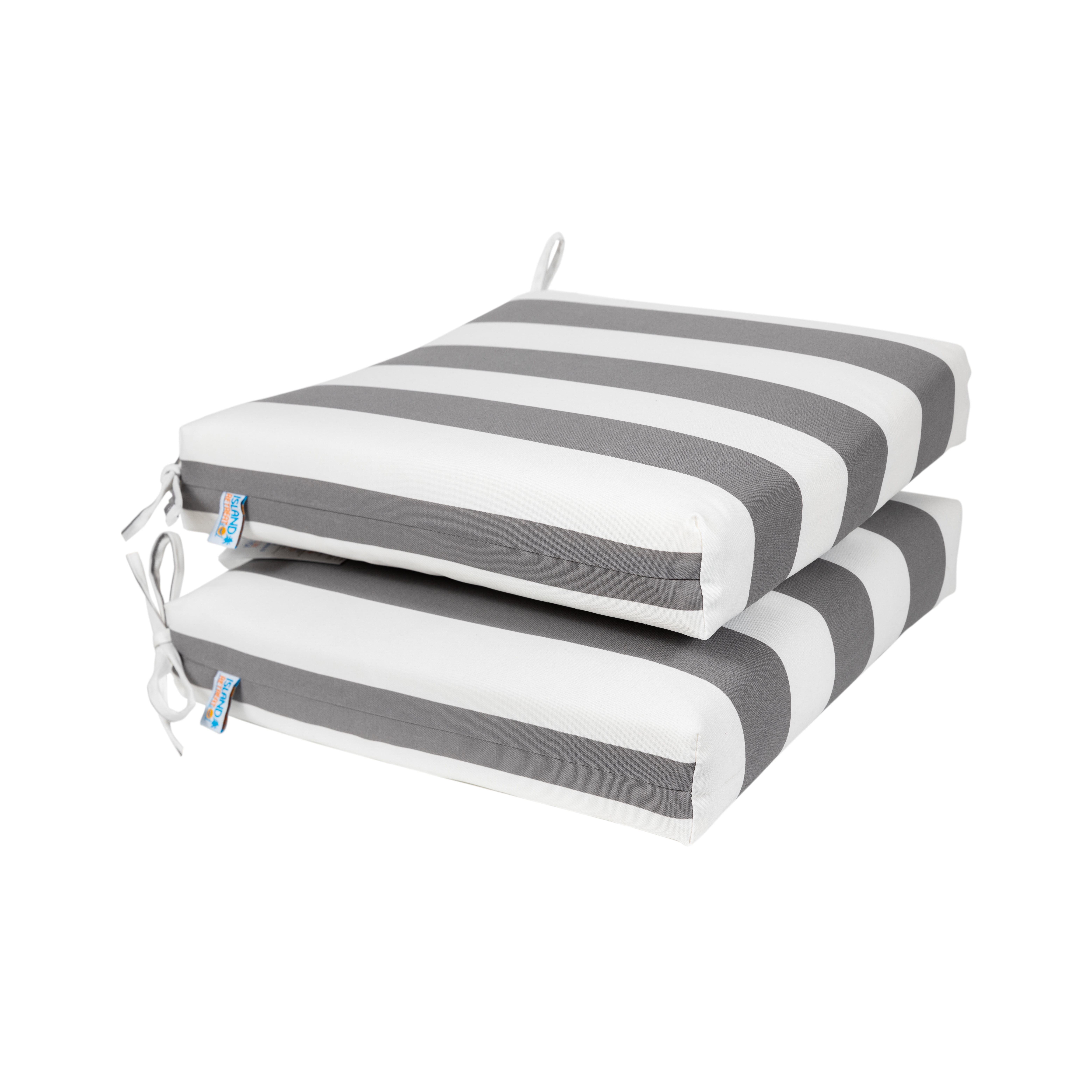 Island Retreat All Weather Outdoor Slate Grey Stripe Seat Cushion Set of 2 Walmart