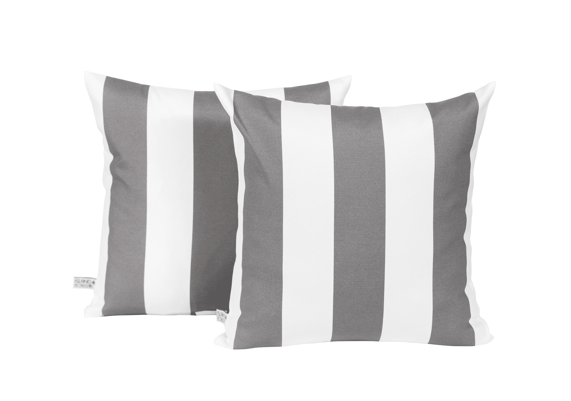 Island Retreat All-Weather Outdoor Throw Pillow - Slate Grey and White Stripe - Set of 2