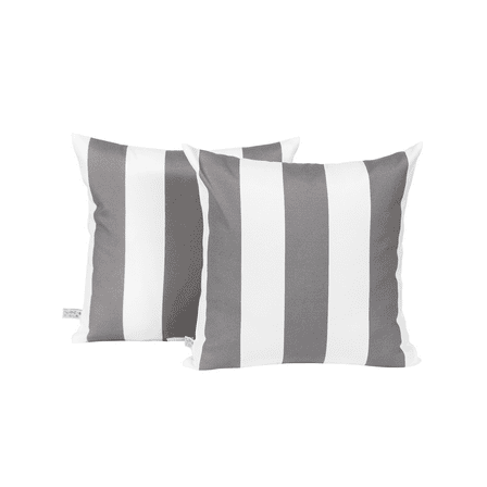 Island Retreat All-Weather Outdoor Throw Pillow - Slate Grey and White Stripe - Set of 2