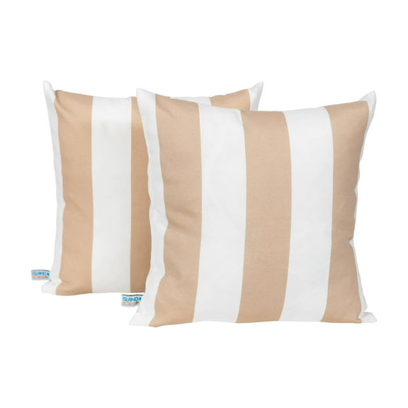 Island Retreat All-Weather Outdoor Throw Pillow - Champagne-Stripe - Set of 2