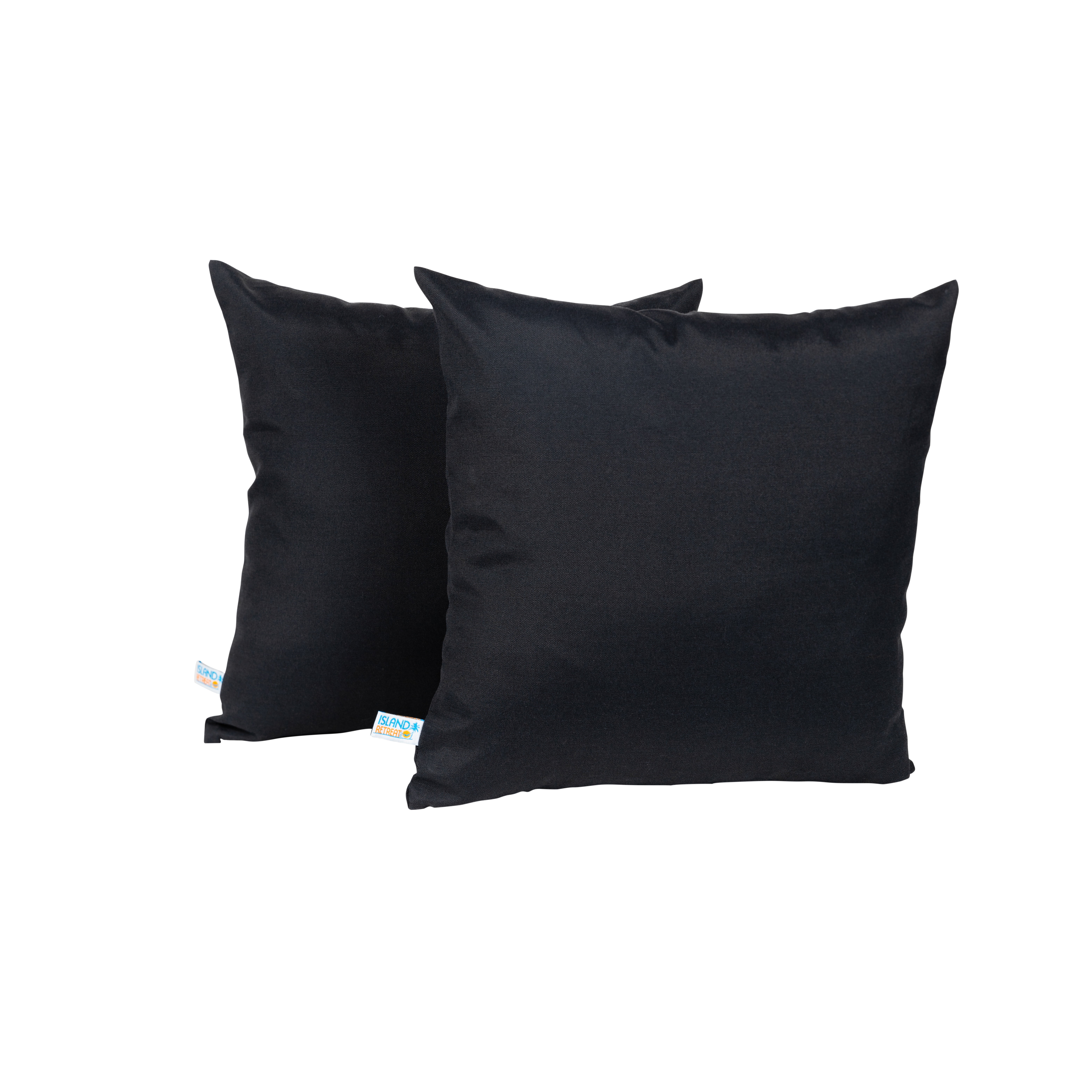 Set of 2 Black All-Weather Outdoor Square Throw Pillows