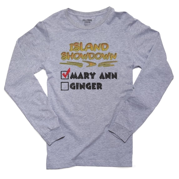 Island Showdown Mary Ann Versus Ginger Men's Long Sleeve Grey T-Shirt
