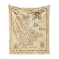 thumbnail image 1 of Island Soft Flannel Fleece Throw Blanket, Old Antique Treasure Map Details Retro Color Adventure Sailing Pirate Print, Cozy Plush for Indoor and Outdoor Use, 70" x 90", Cream, by Ambesonne, 1 of 5
