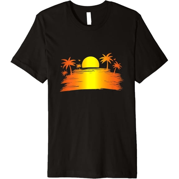 Island Sunset Premium T-Shirt men and women can wear, black, white, gifts