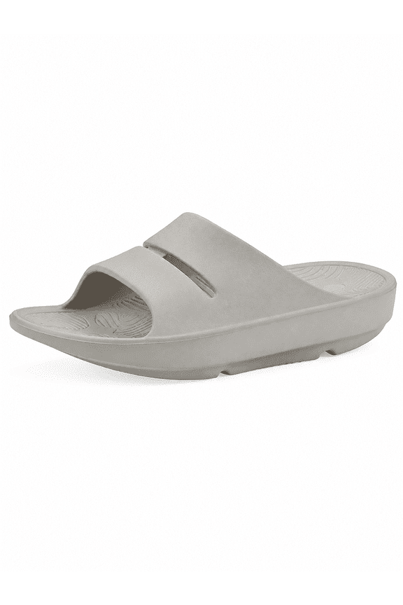 Island Surf Women's Slide Sandals, Open Toe, Flat Heel, Beige