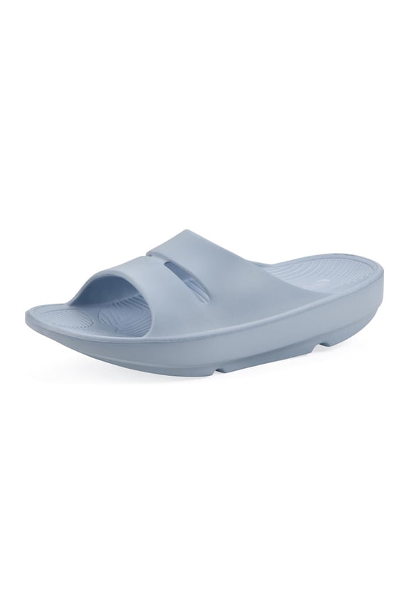 Island Surf Women's Slide Sandals, Open Toe, Flat Heel, Slate Blue
