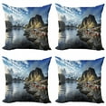 thumbnail image 1 of Ambesonne Scenery Throw Pillow Cover 4 Pack, Autumn Rocks and Clouds, 20", Blue Grey White, 1 of 5