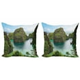 thumbnail image 1 of Ambesonne Landscape Throw Pillow Cover 2 Pack, Cliff in Philippines, 24", Green Brown Blue, 1 of 6