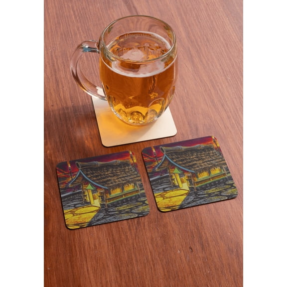 Island Tiki Hut - MaddK Studio - Drink coaster