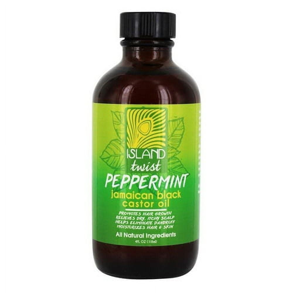 Island Twist 226402 4 fl oz Jamaican Black Castor Oil, Peppermint