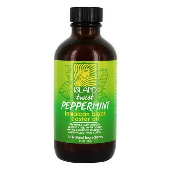 Island Twist 226402 4 fl oz Jamaican Black Castor Oil, Peppermint