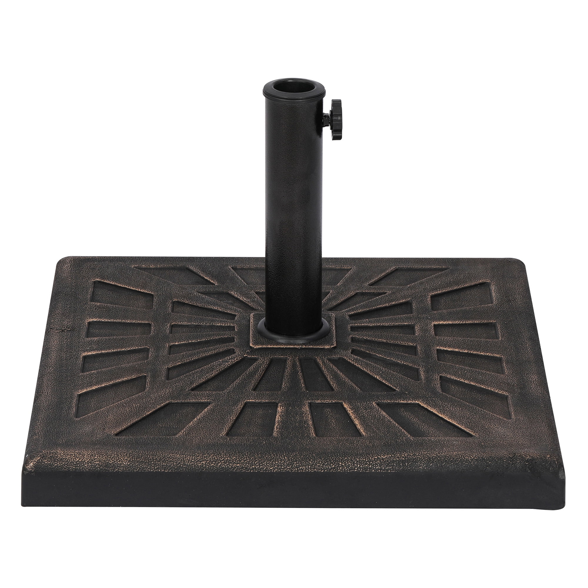 Bronze Square Resin Outdoor Umbrella Base with Textured Finish