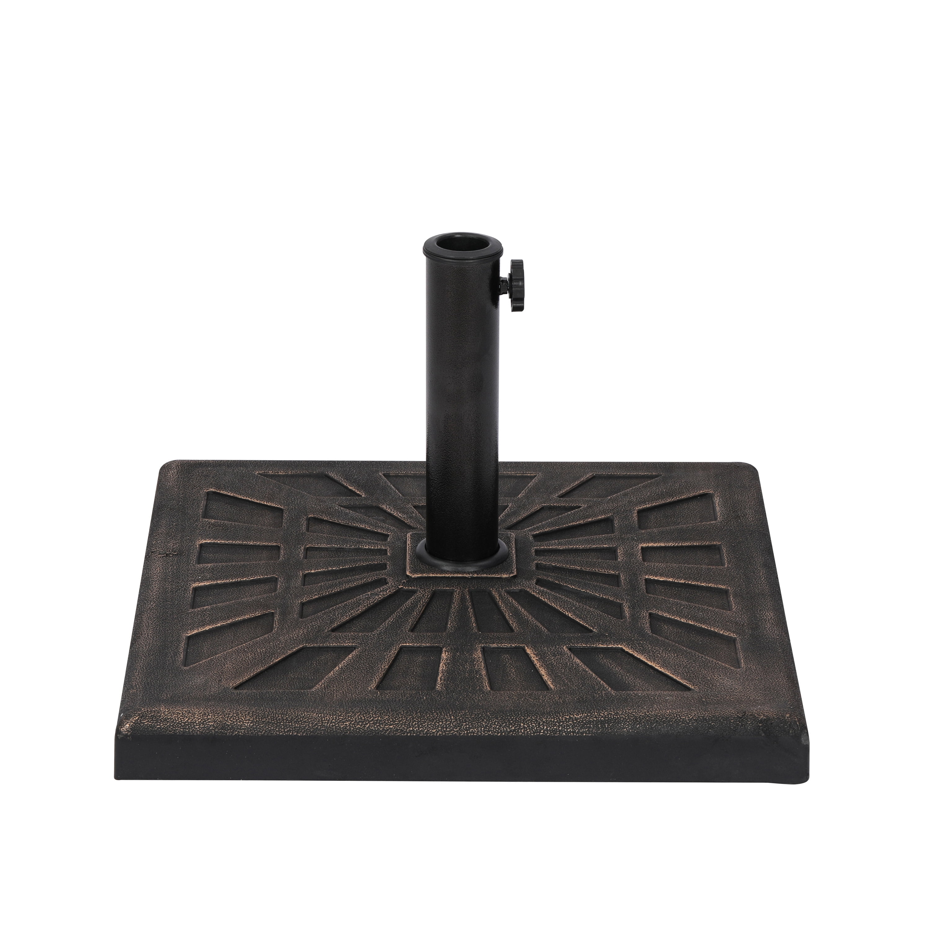 Bronze Square Resin Outdoor Umbrella Base with Textured Finish