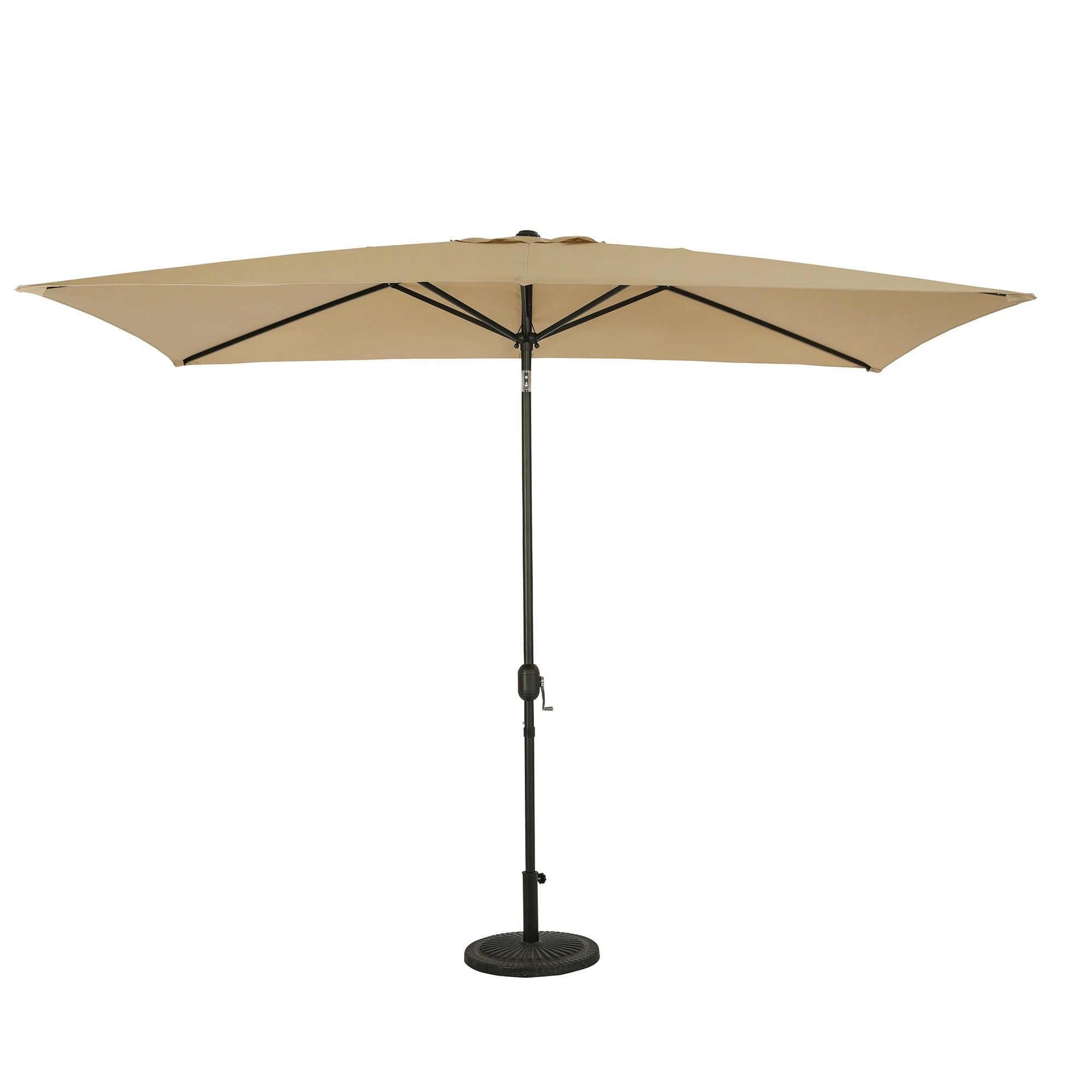 Bimini 6.5' x 10' Beige Polyester Market Umbrella with Steel Pole