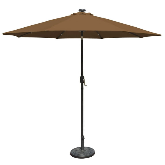 Island Umbrella Mirage Fiesta 9-ft Octagonal Market Umbrella with Solar LED Lights