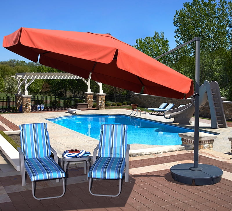 Island Umbrella Victoria 13-ft Octagonal Cantilever Patio Umbrella with Valance in Terra Cotta Sunbrella® Fabric