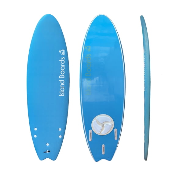Island Water Sports Swallow Tail Softtop Surfboard Azure Blue-Azure Blue 5ft6in