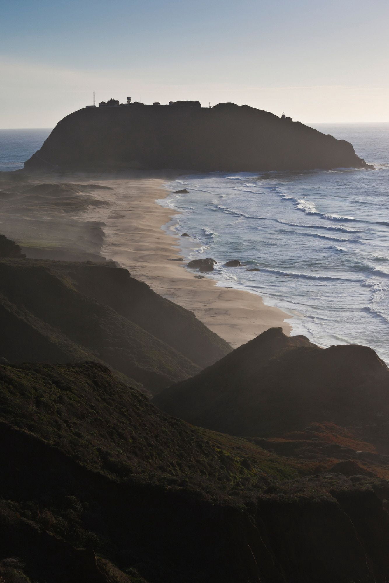 Island in the Pacific ocean Point Sur Lightstation State Historic Park Big Sur California USA Canvas Art - Panoramic Images (27 x 9)