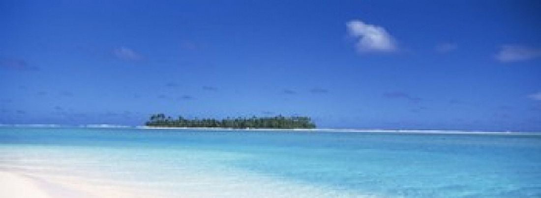 Island in the ocean Maina Cook Islands Canvas Art - Panoramic Images (18 x 7)