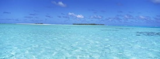 Island in the ocean Maina Cook Islands Canvas Art - Panoramic Images (30 x 12)