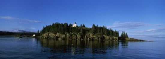 Island in the sea Bear Island Lighthouse off Mount Desert Island Maine Canvas Art - Panoramic Images (36 x 13)