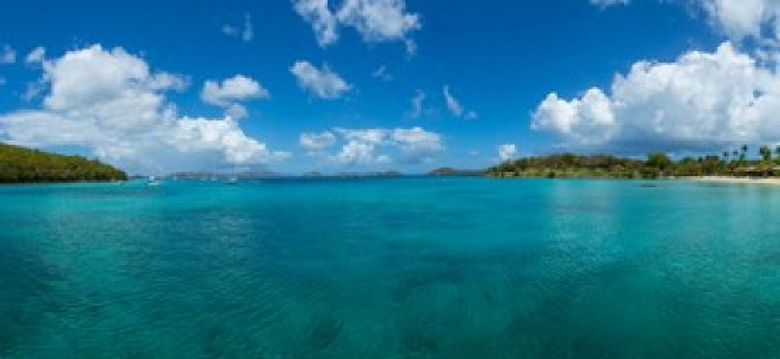 Island in the sea Caneel Bay St John US Virgin Islands Canvas Art - Panoramic Images (15 x 7)