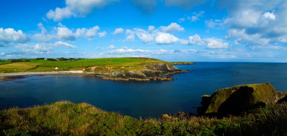 Island in the sea Dunabrattin Cove Copper Coast Geopark County Waterford Republic of Ireland Canvas Art - Panoramic Images (36 x 12)