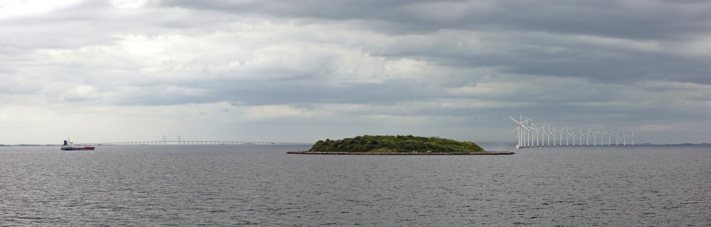 Island in the sea Middlegrunden Wind Park Copenhagen Denmark Canvas Art - Panoramic Images (36 x 12)