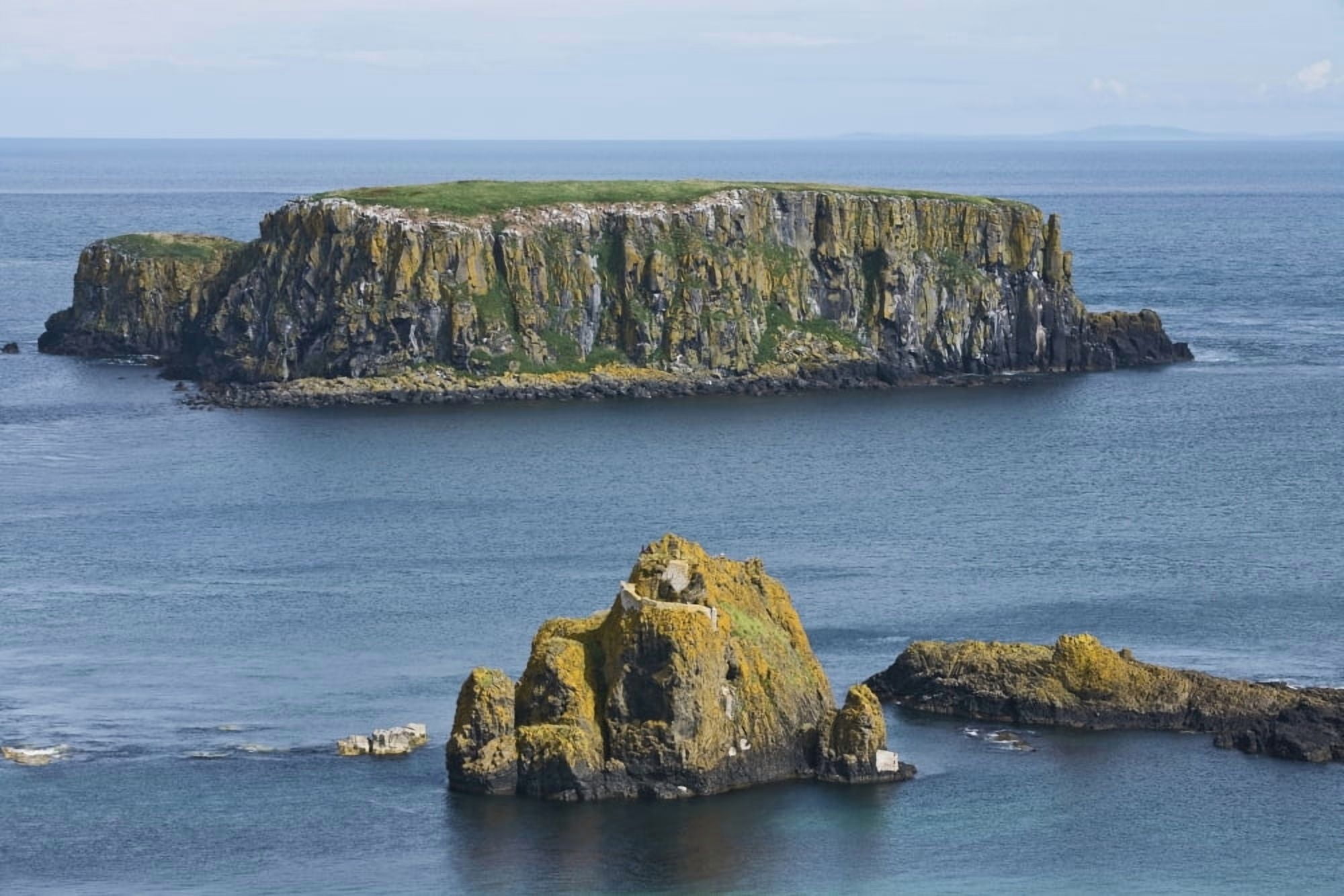 Island off the coast near Ballintoy Antrim Coast County Antrim Ireland Canvas Art - Carl Bruemmer Design Pics (38 x 24)