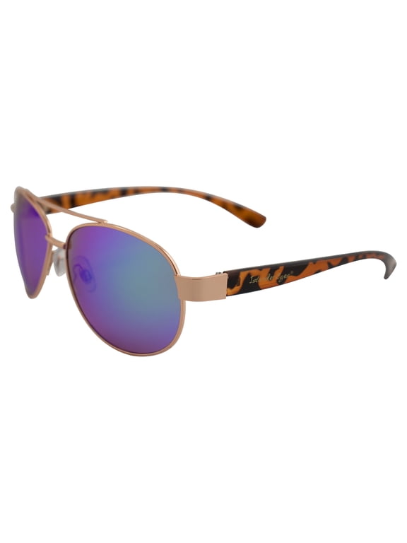 Bali Polarized Sunglasses for Men or Women Gold Metal Frame & Tortoise Plastic Temples w/Green Mirror Lens