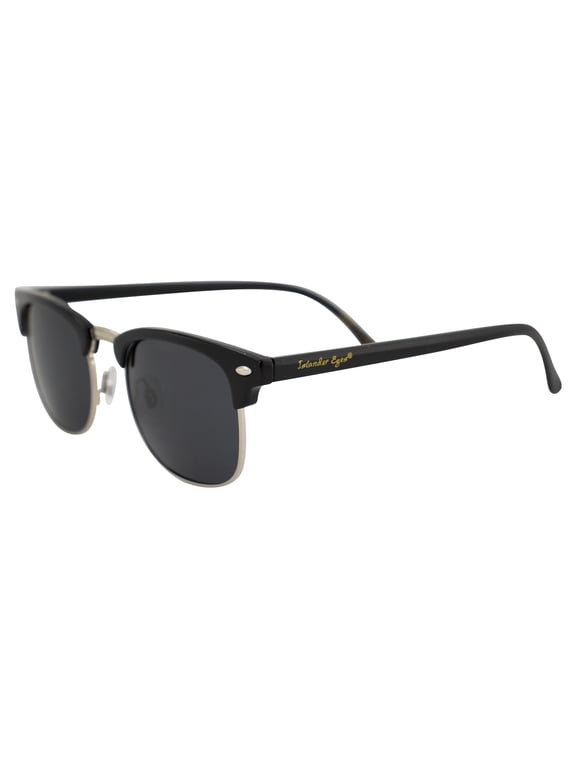 Phuket Polarized Sunglasses for Men or Women Semi Silver Metal-Rimmed Black Frame w/ Smoke Lens