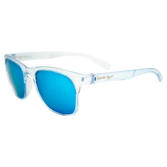 Islander Eyes Tahiti Polarized Sunglasses for Women Fashionable Crystal Blue Frame w/ Blue Mirror Lens