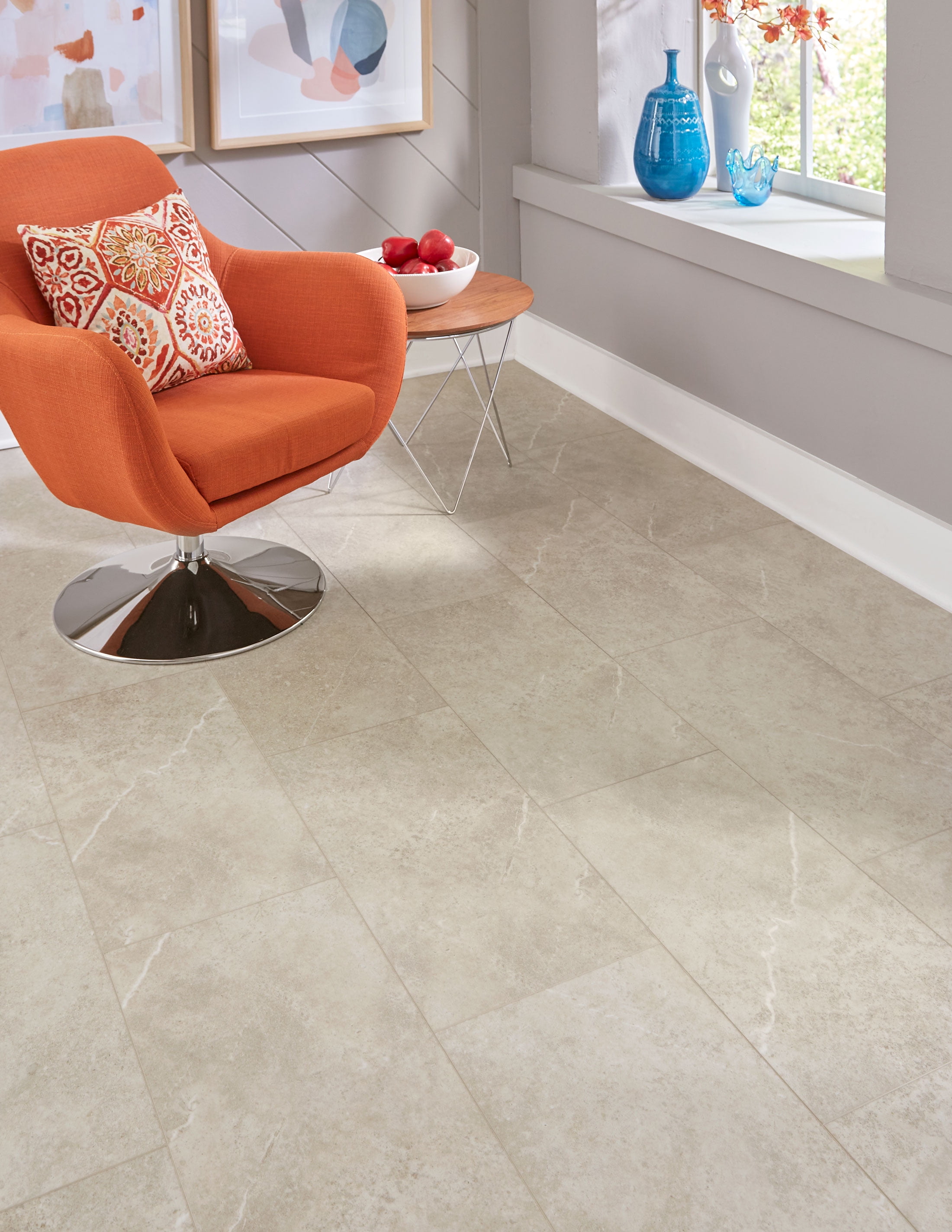 Ainslie Sandstone Light Beige 12'' x 24'' Vinyl Tile