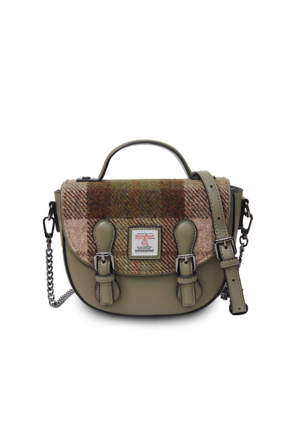 Islander Harris Tweed Medium Cobble Satchel 'Chestnut Tartan'