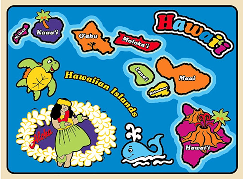 Islander Hawaiian Childrens Wood Puzzle Blue Island Chain