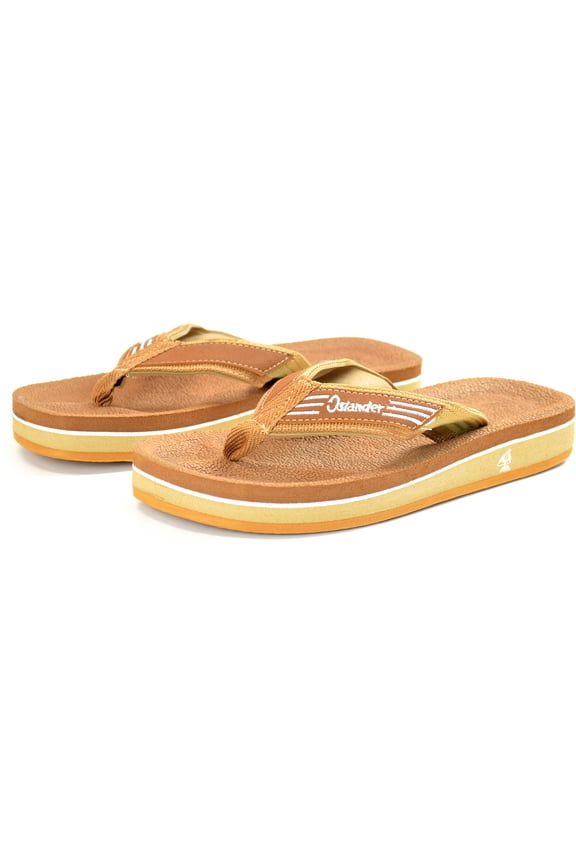 Islander Men Women All-Weather Comfortable Beach Flip-Flop Sandals Slippers - Brown - M7/W9